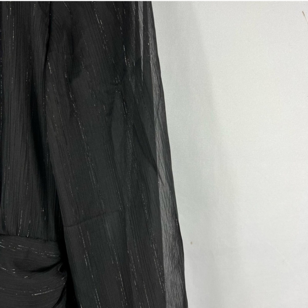 NWT HOUSE OF HARLOW 1960 Black Ruched Mini Dress in Size 6 - Picture 6 of 10